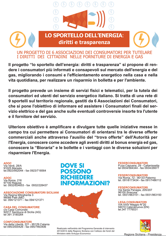 Manifesto sportello Energia